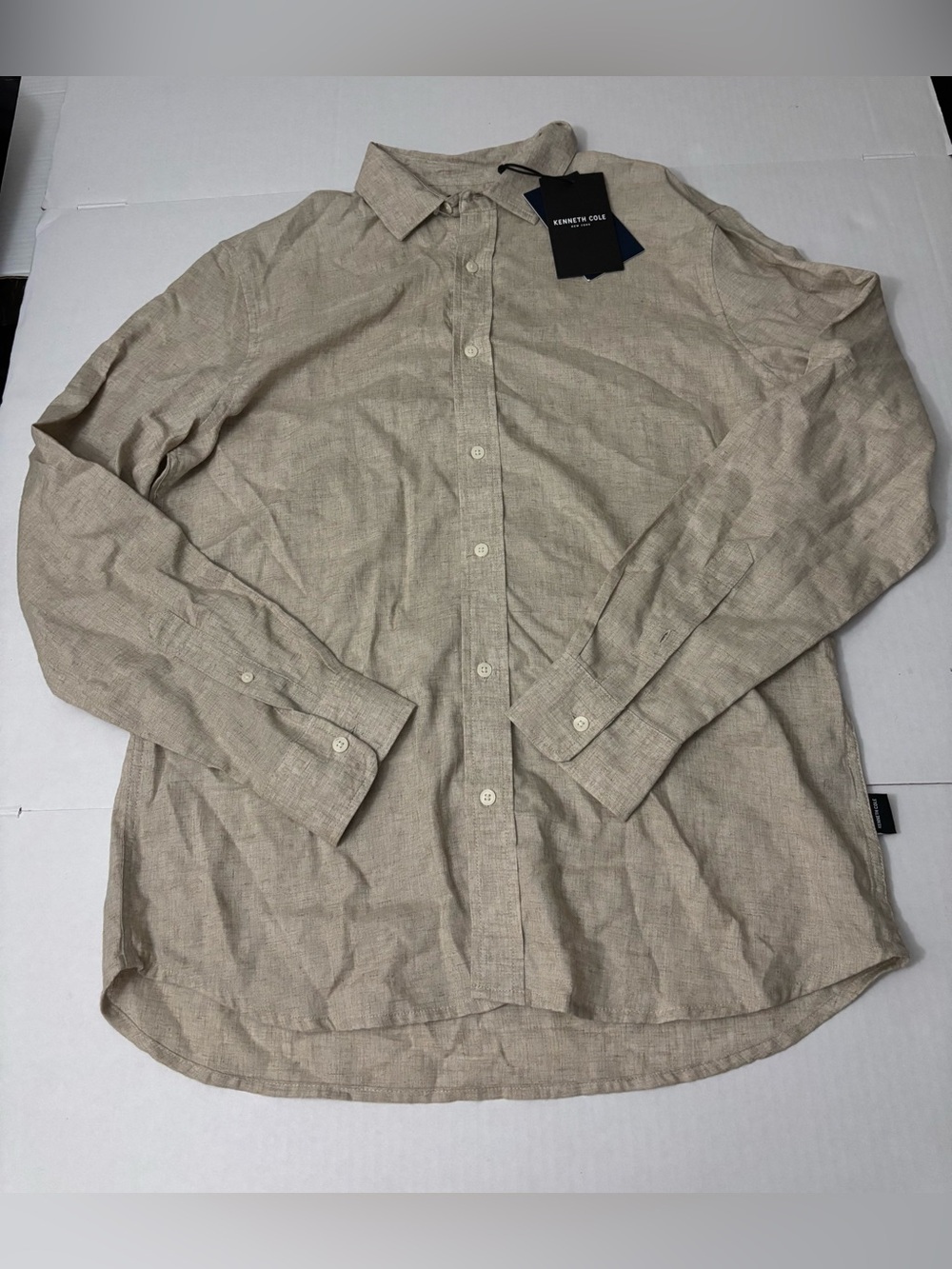 Kenneth Cole Techni-Co The Long Sleeve Linen  Shirt Men’s L
